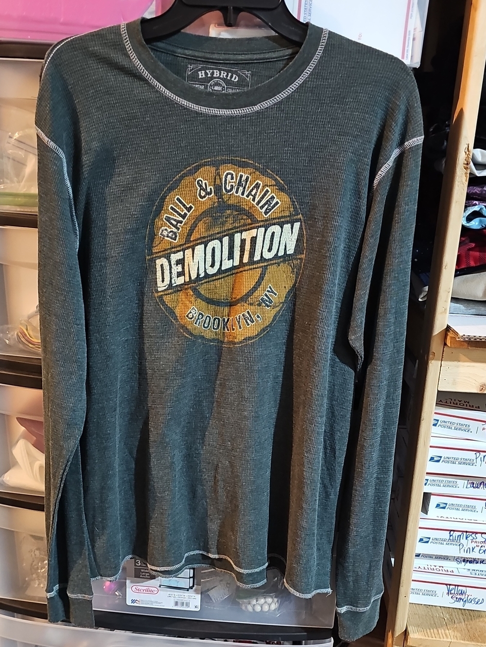 Hybrid & company Men's Long Sleeve Dark Teal Graphic 'Demolition' Shirt